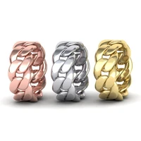 link twisted rope glossy ring gold plated silver color chunky cuban chain unisex women man ring for wedding party anniversary