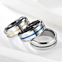 megin d tungsten pure 8mm blue simple vintage simple ins korean fashion steel hip hop rings for men father gift fashion jewelry
