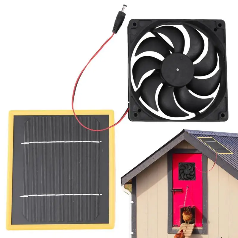 Solar Panel Fan Kit 5W Waterproof Fan Exhaust Ventilator Outdoor Cooling Ventilation For Chicken Coop Shed Garage Attic Camping
