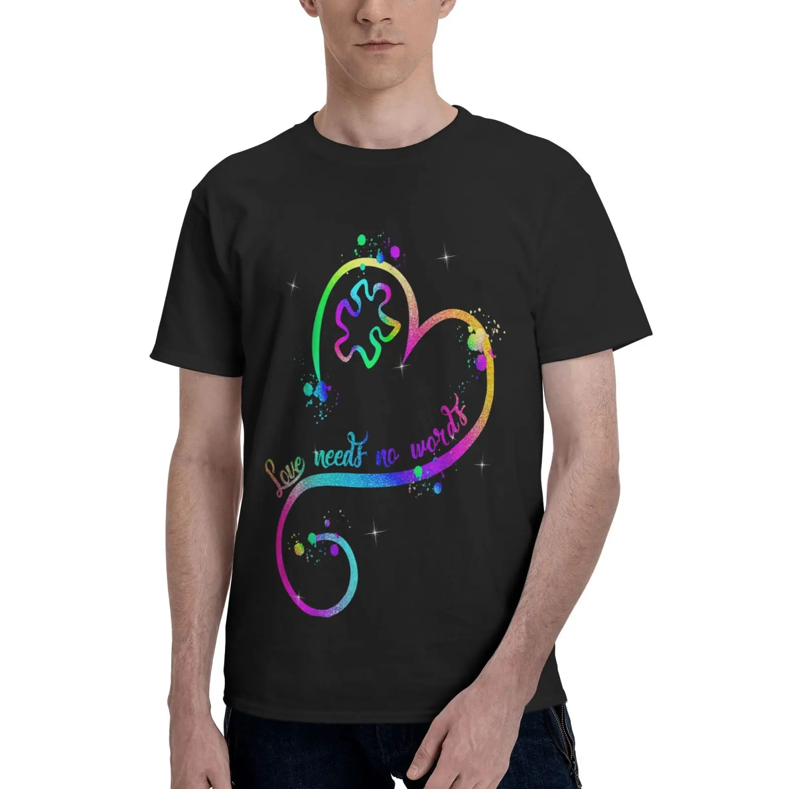

Heart Ribbon Love Needs No Words T Shirt T-Shirts Man Tops Men's Shirts T-Shirts T Shirts Aesthetic Clothing Oversize T-Shirts