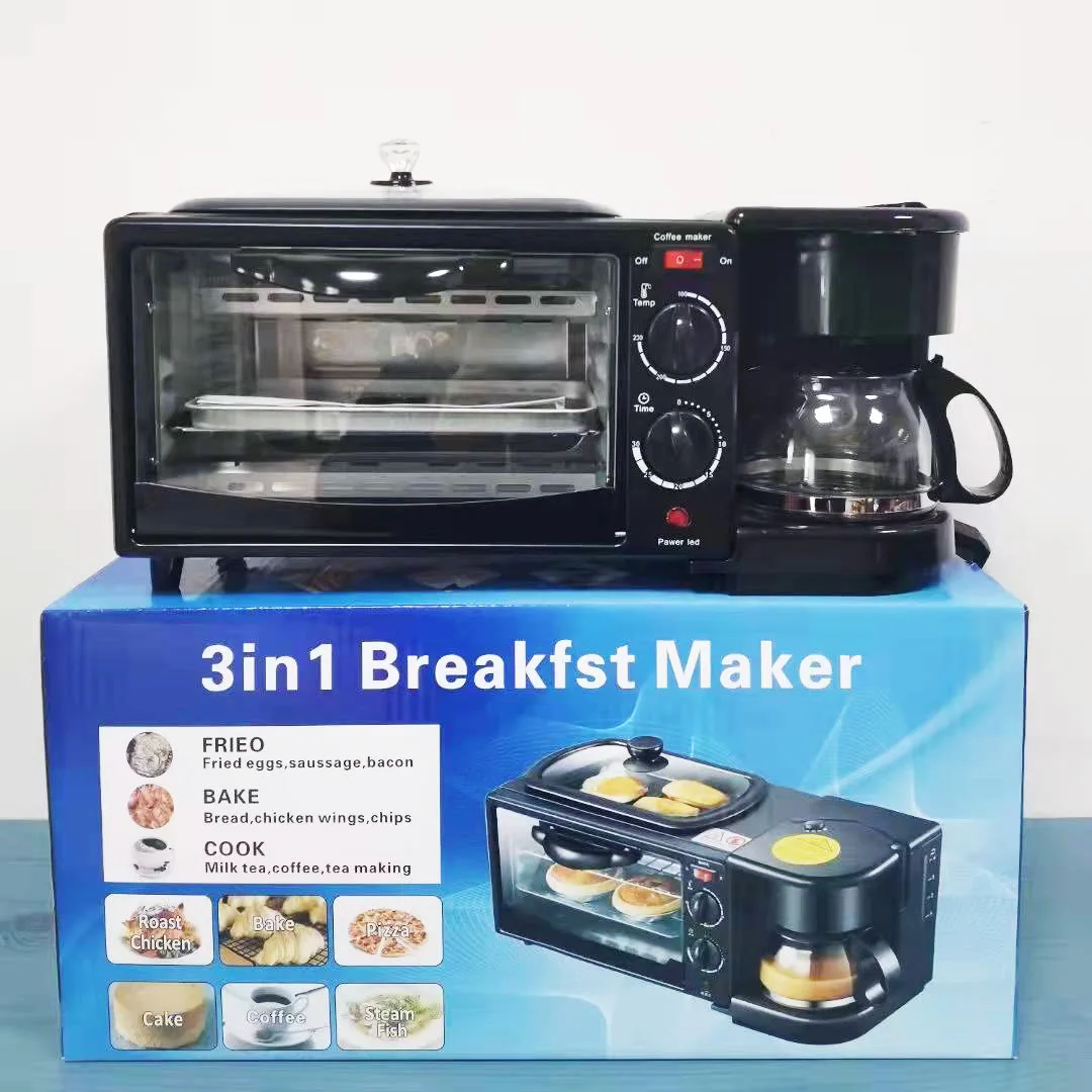 

3in1 Breakfast Machine Household English Breakfast Machine Multifunctional Coffee Making hot Milk Oven Toaster