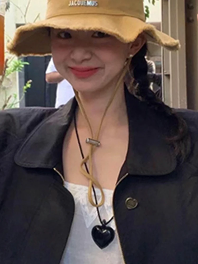 Черное женское ожерелье Love новинка 2024 популярная корейская серия длинная