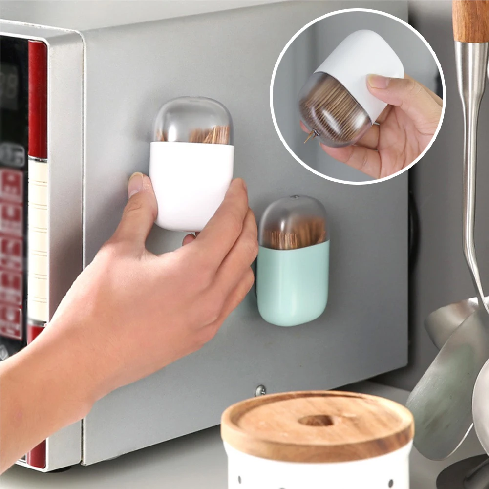 

Toothpick Holder Fridge Magnets Creative Toothpick Dispenser Message Sticker Refrigerator Microwave Oven Magnet Button Decor