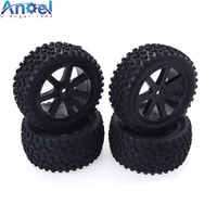 4pcs black front rear pentagram plastic wheel rims high grip rubber tires tyres for rc 110 off road car buggy