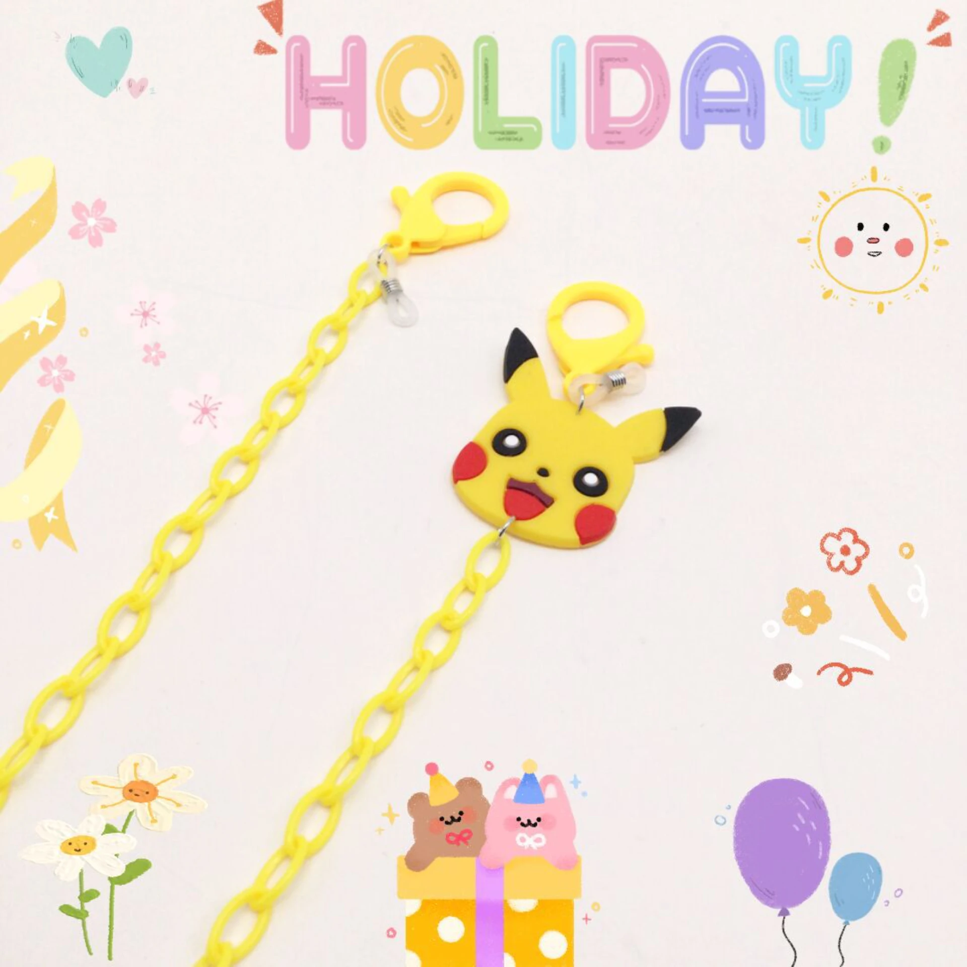 

Pokemon Пикачу из японского мультфильма и Корея 58 см акриловый шнурок очки противоскользящая веревка флуоресцентная Противоударная цепь