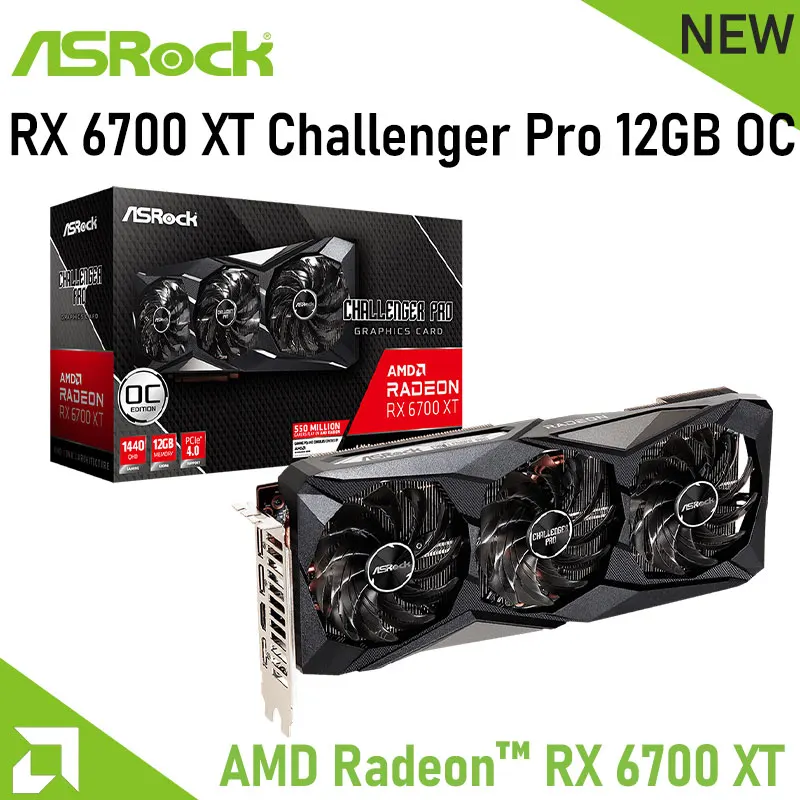 

ASROCK Raphic Cards AMD Radeon RX 6700 XT Challenger Pro 12GB OC GDDR6 192-bit 2375MHz 16 Gbps PCI-E 4.0 GPU MINING Video Cards