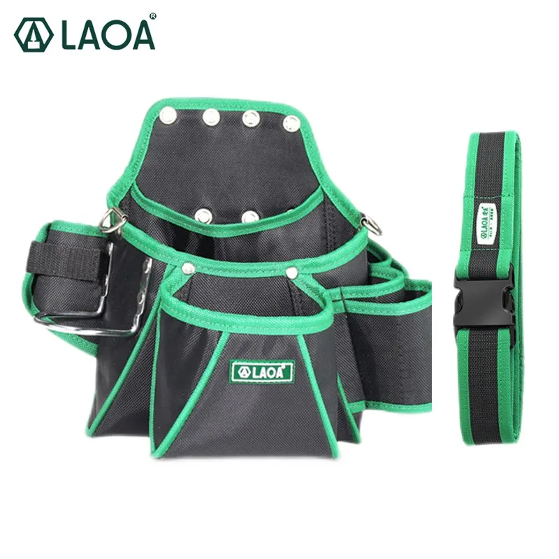 LAOA Waist Pocket Case High Capacity Woodworking Tool Bag with Belt Premium Oxford Fabric Waterproof Bags Electrician Waist Bag