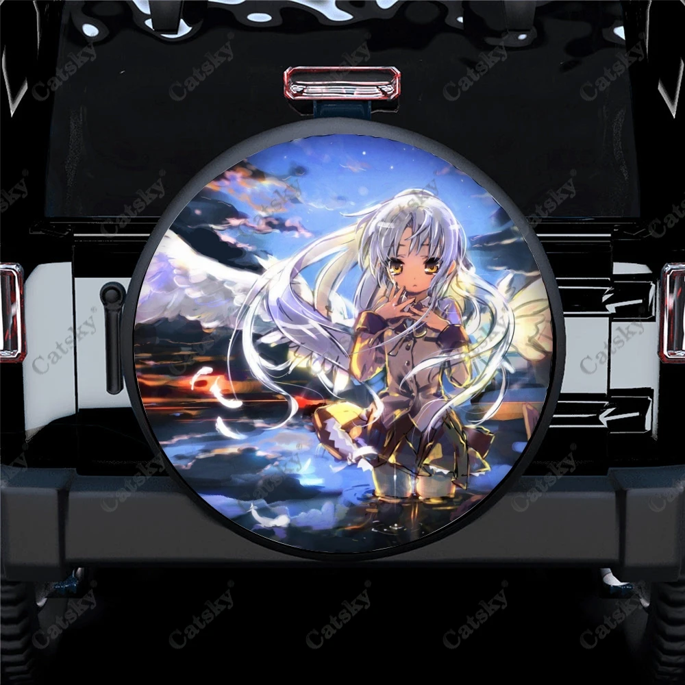 

Универсальный чехол для запасных колес с аниме рисунком Angel Beats, водонепроницаемый протектор колеса для автомобиля, грузовика, внедорожника, прицепа, Rv 14-17in