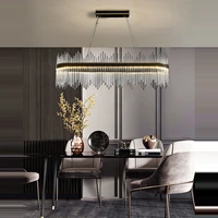 modern chrome golden stainless steel led dimmable chandelier hanging lamps lustre suspension luminaire lampen for dinning room