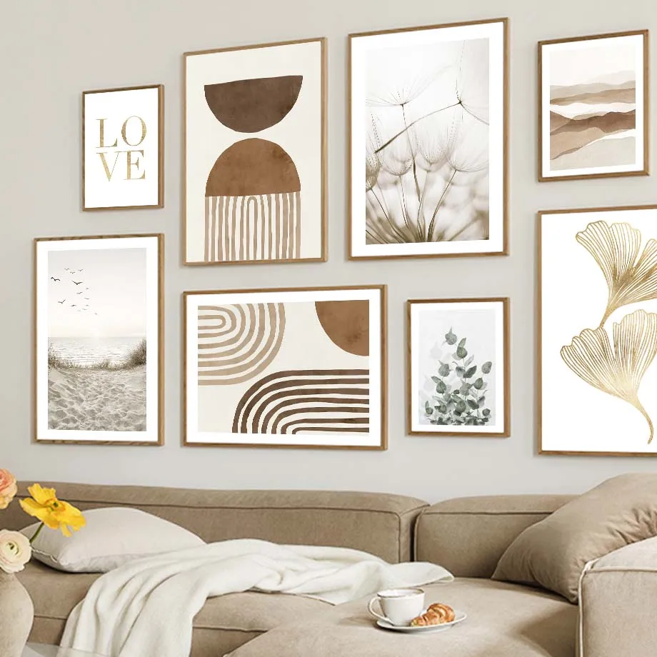 Пляжные птицы Одуванчик трости абстрактные арки земля Сфера постеры холст