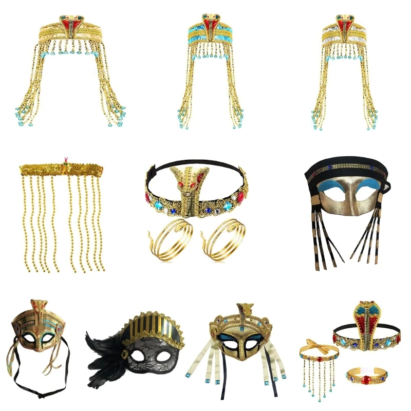 

Golden Vintage Cosplay Headdress Snakes Headwear for Girls Halloween Hair Hoop Cosplay Egyptian Snake Hair Hoop