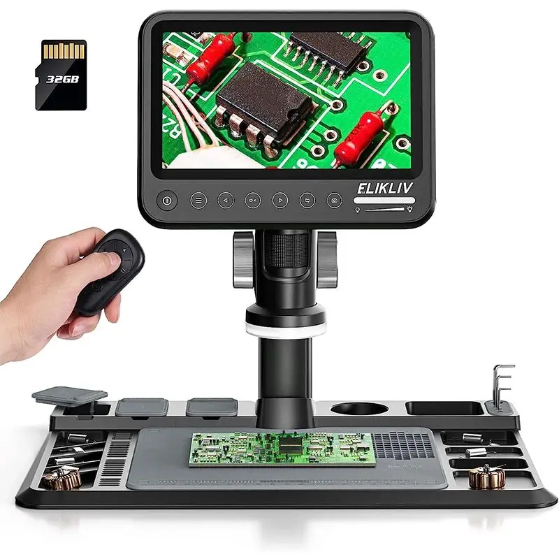 ELIKLIV ERM101 1600X7 &quotпаяльный микроскоп HD 12MP цифровой для ремонта электроники с 600 ℃