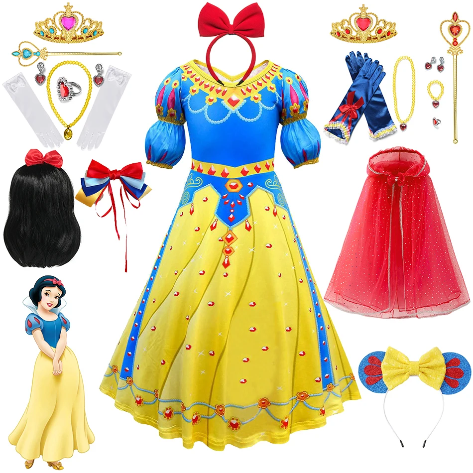 

Disney Children Snow White Dress For Girls Short Sleeve Princess Dress Baby Girls Birthday Party Costume Fancy Cosplay Clothes