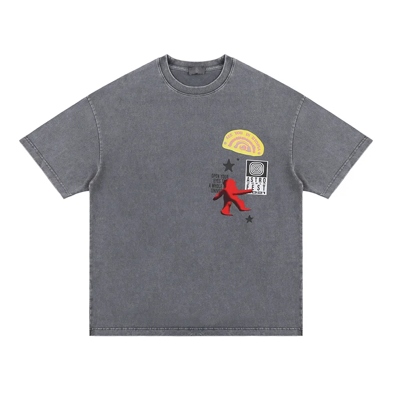 

Футболка мужская с коротким рукавом, хлопок, круглым вырезом, оверсайз, стиль граффити, пара