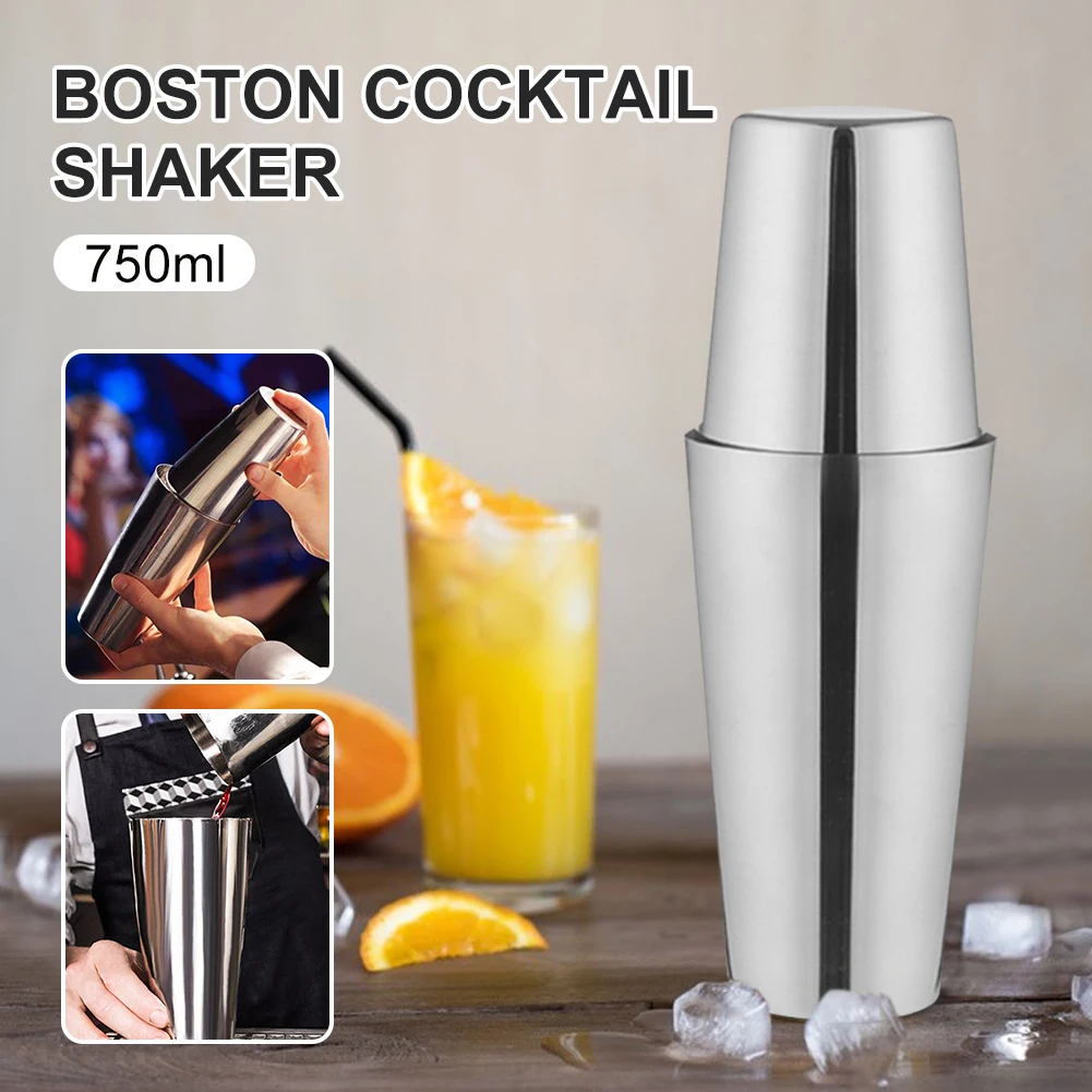 

750ML+600ML Cocktail Shakers Martini Steel Cocktail Shaker Mixer Wine Boston Shaker For Bartender Drink Party Bar Tools
