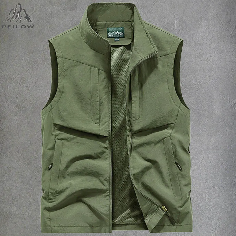 Мужской жилет без рукавов размера плюс 7XL 8XL Флип с несколькими карманами для