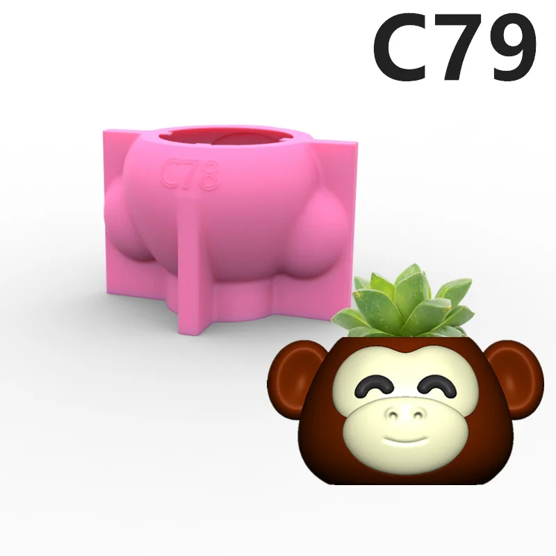 

3D Silicone Molds Monkey Silica Gel Mould Succulent Plant Pot Home Decor DIY Cactus Plaster Clay Resin Craft C79
