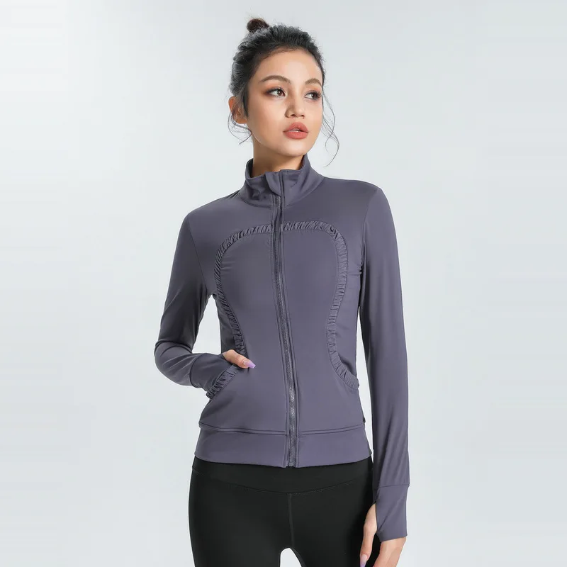 Jacket Long Sleeve Shirt Women Solid Zipper Yoga Gym Sweatshirts Sport Running Athletic Shirts Active Wear LuSportwear