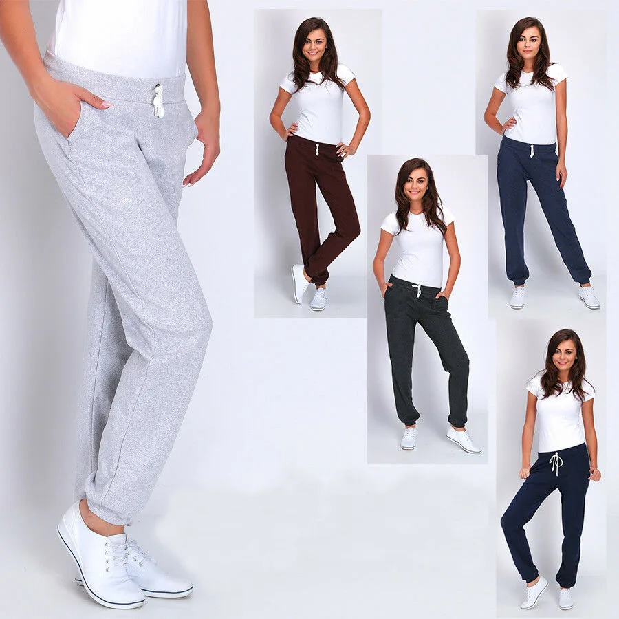 

Europe And The United States Women's Casual Pants Sweatpants Full Length Loose Elastic Waist Solid Mid Straight