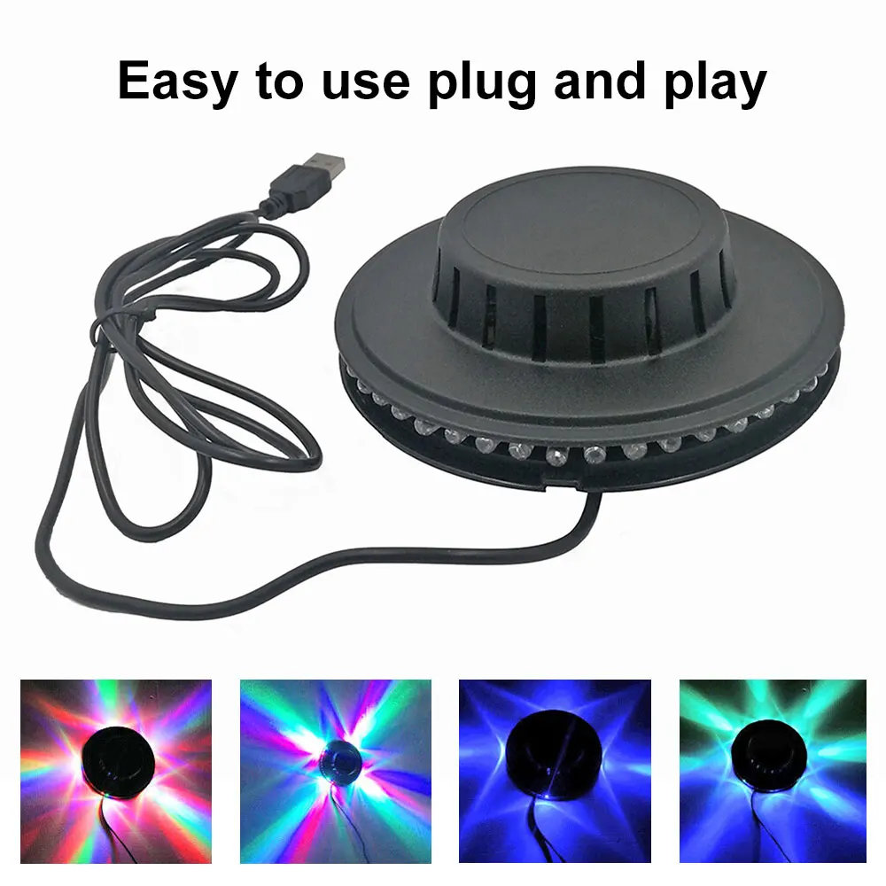 

Вращающийся Диско-светильник RGB со звуковой активацией, светодиодный шарик для вечерние, сценический стробоскоп, цветной луч для бара KTV, музыкальная светильник па, 5 Вт