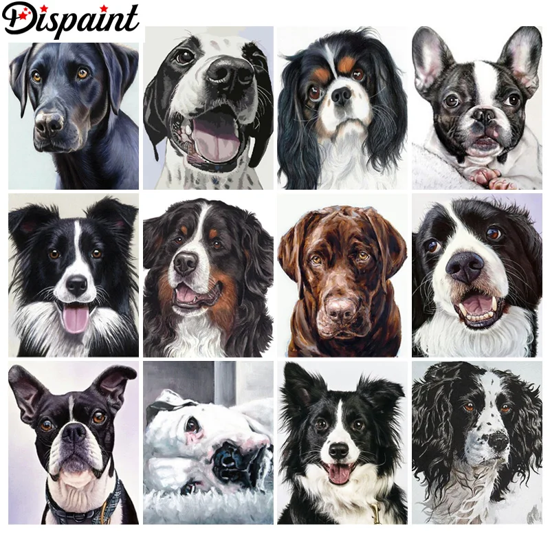 

Dispaint 5D Diamond "Animal Dog" Diamond Embroidery Full Round/ Square Diy Diamond Painting Cross Stitch Home Decor