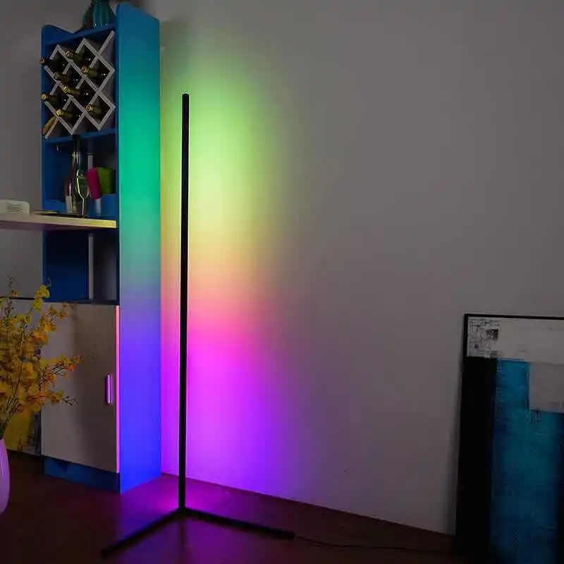 

Nordic RGB Corner Floor Lamp Modern Simple LED Rod Floor Lamps for Living Room Bedroom Atmosphere Standing Indoor Light Fixtures