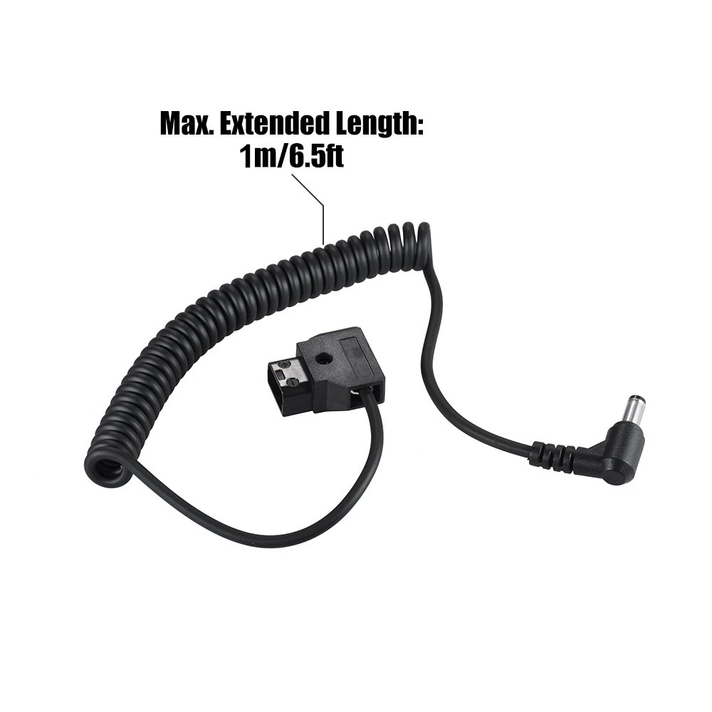 Кабель-удлинитель Y23A-Coiled 1M3.28Ft D-Tap 2Pin Male на DC 5.5 x 2.1мм, эластичный, для аккумулятора Anton V-Mount и DSLR-кейджей (art.: 3920dbcb5e03e) - 3920dbcb5e03e