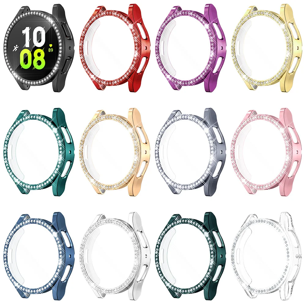 

Мягкий чехол со стразами для защиты экрана Samsung Galaxy Watch 6 5 4, чехол 44 мм 40 мм, бампер из ТПУ, Женский блестящий чехол, 12 шт.
