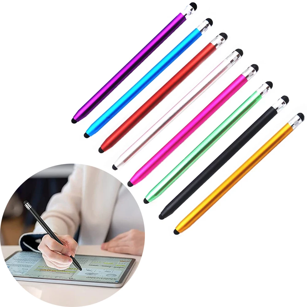 

50Pcs/Lot Universal 2 In 1 Stylus Metal Touch Pens Capacitive Pencil For iPhone Smartphone Tablet Drawing Android Mobile Screen