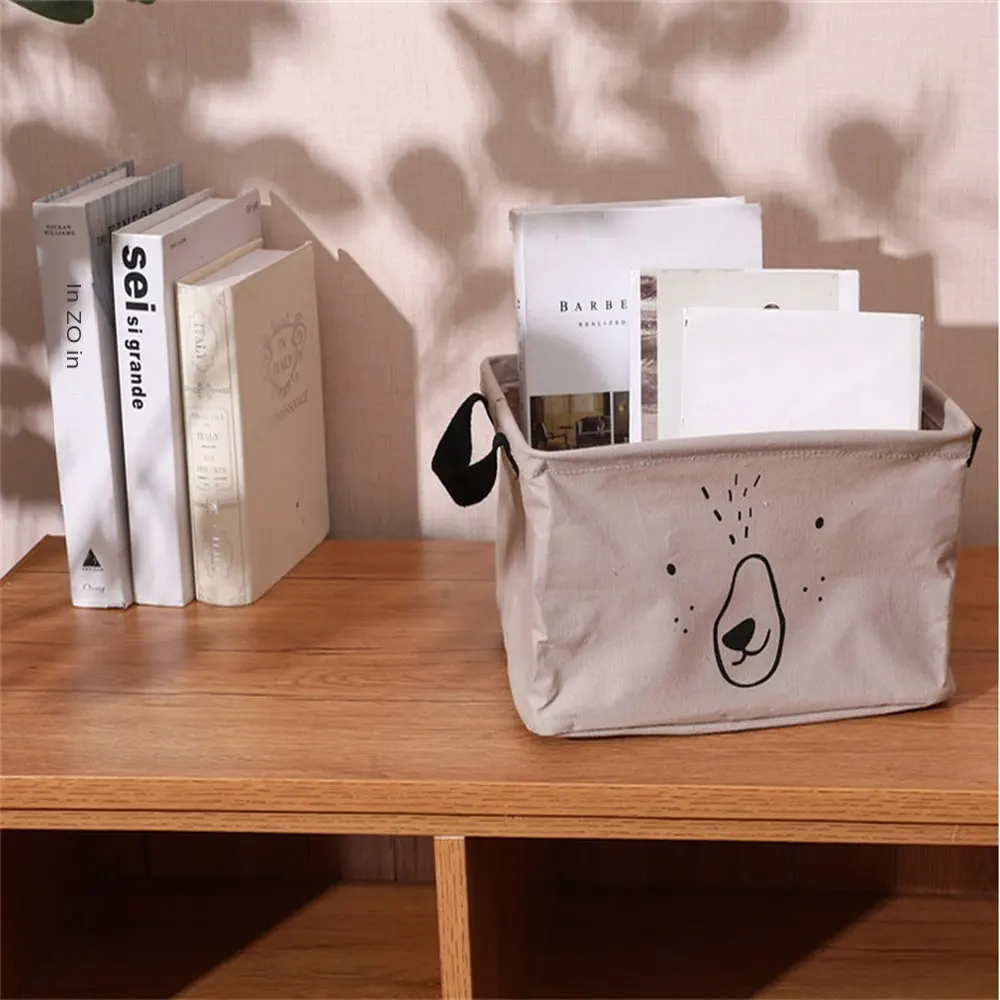 

Household Storage Basket Cosmetics Organizer Box Clothes Storage Barrel Sundries Bag Linen Case Linen Desk Storage Box