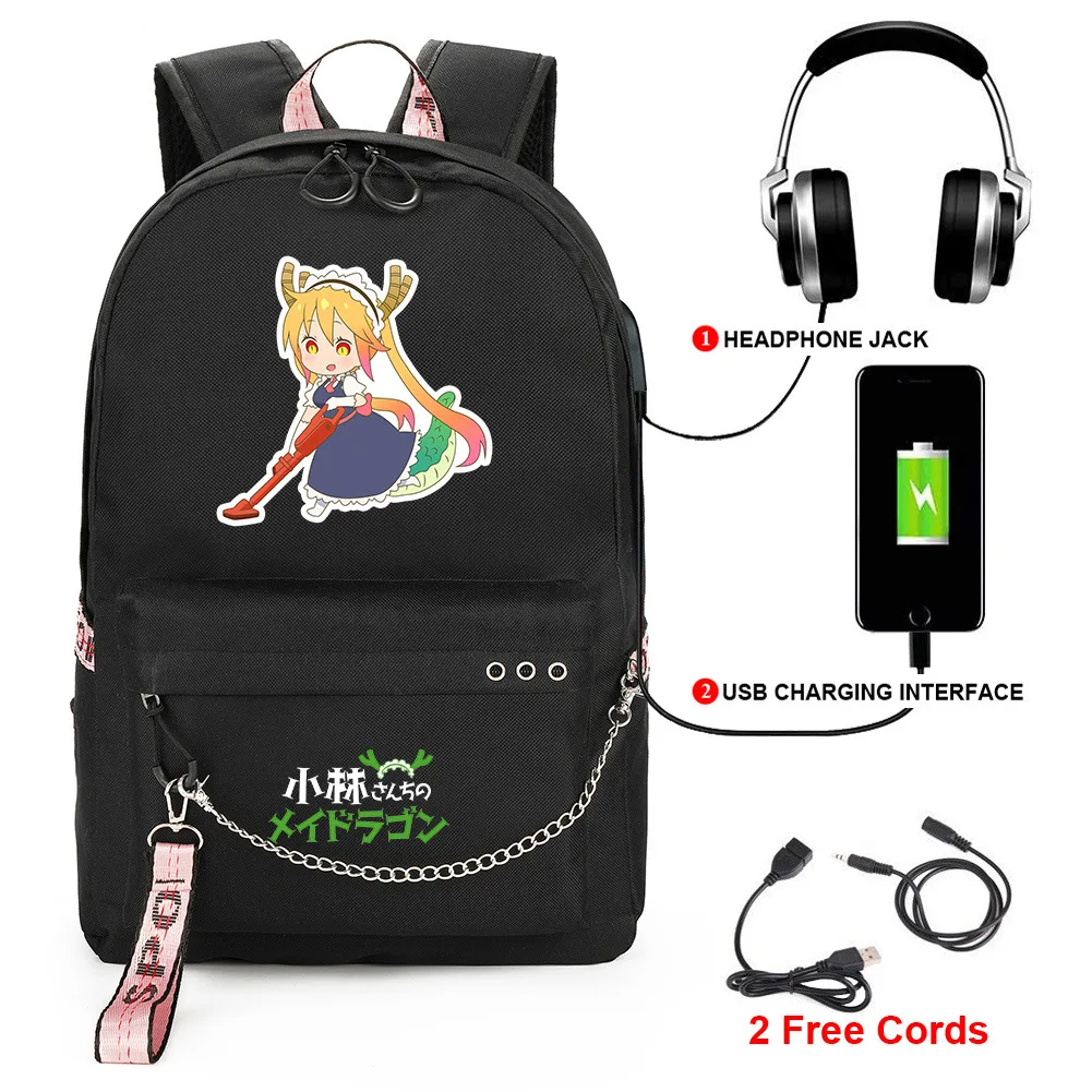 

Kyoto Animation Miss Kobayashi's Dragon Maid Unisex Oxford Waterproof Notebook multifunction USB School Bags Travel Backpacks