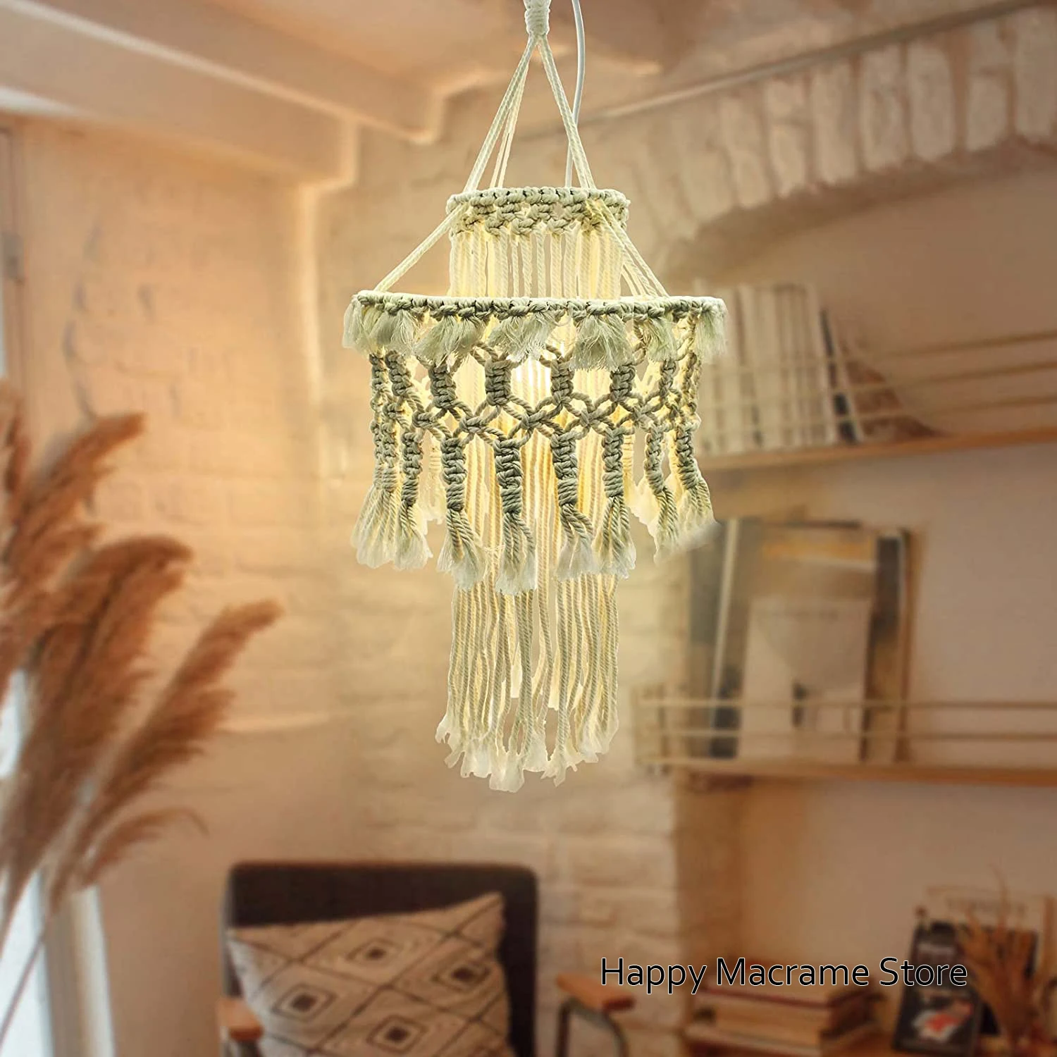 Лампа-макраме ручной работы тканая лампа-Тень для современной офисной спальни