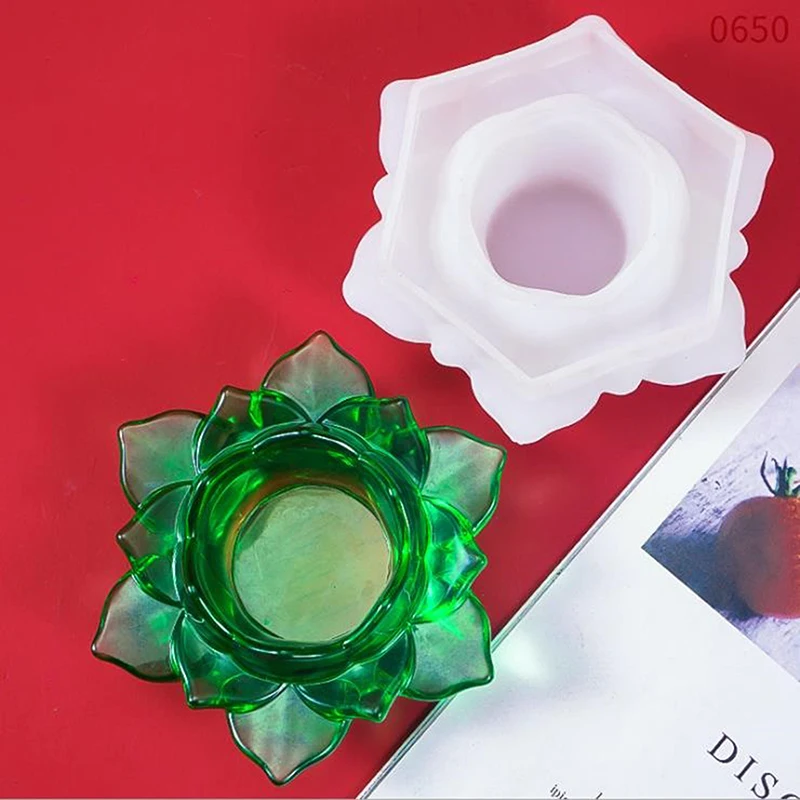 DIY Storage Box Crystal Epoxy Resin Mold 3D Lotus Candle Holder Silicone Mould | Дом и сад