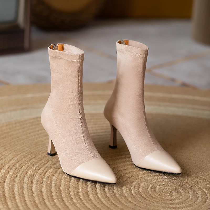 

Sexy Sock Boots Knitting Stretch Boots High Heels for Women Fashion Shoes 2022 Spring Autumn Ankle Boots Female Size Rubber