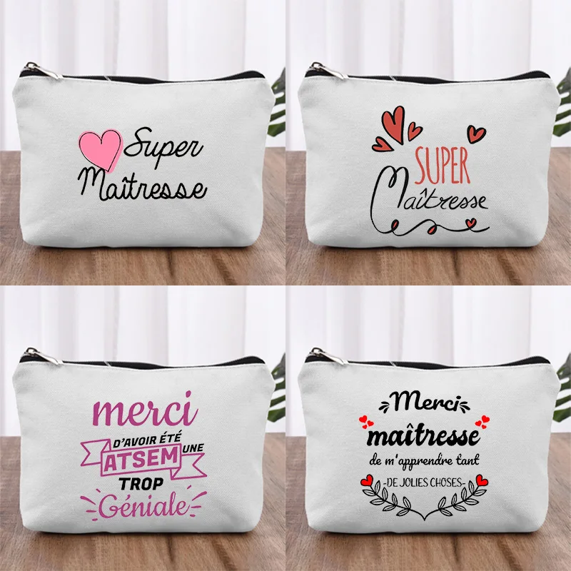 

Merci You Cosmetic Bag Maîtresse Storage Thank Pouch For Purse Women Makeup Mistress Bag Gift Teachers Teacher Teacher's