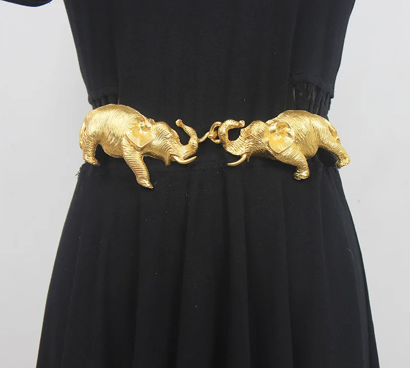 2022 New original design gold elephant leather belt high quality personalized fashion women's dress elastic belt designer belt