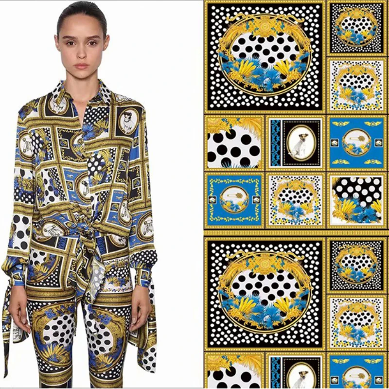 

Baroque Printed Cotton Fabric European American Brand Fashion Design Shirt Clothing Fabrics Cloth for Dress Per Meter Sewing