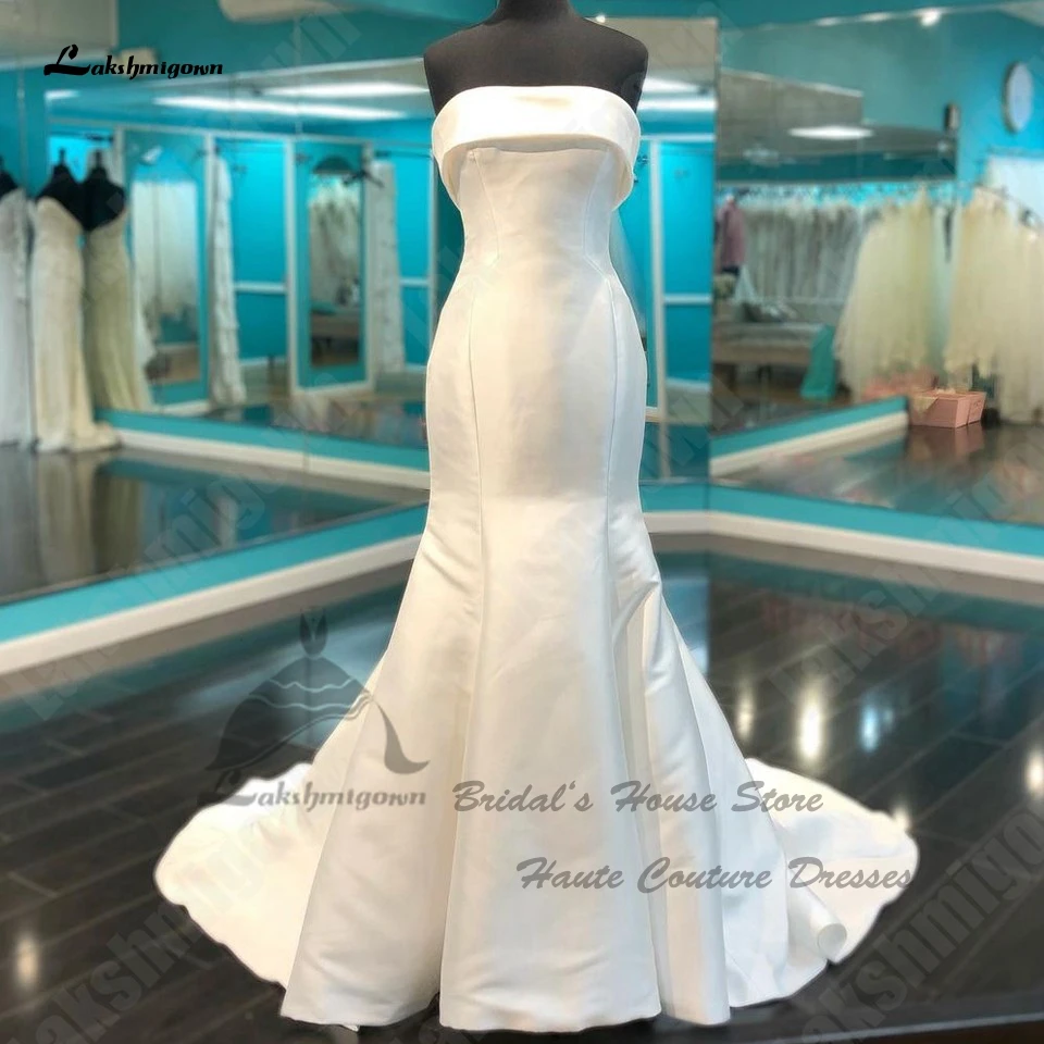 

Lakshmigown Mikado Satin Mermaid Wedding Dress For Women 2023 Vestidos Elegant Bridal Beach Boho Wedding Gowns Off the Shoulder