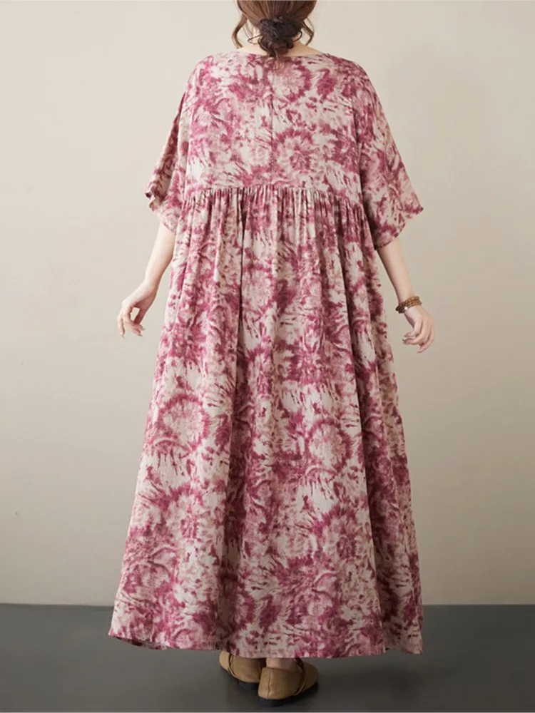 Платье женское длинное ТРАПЕЦИЕВИДНОЕ с принтом модное повседневное свободное