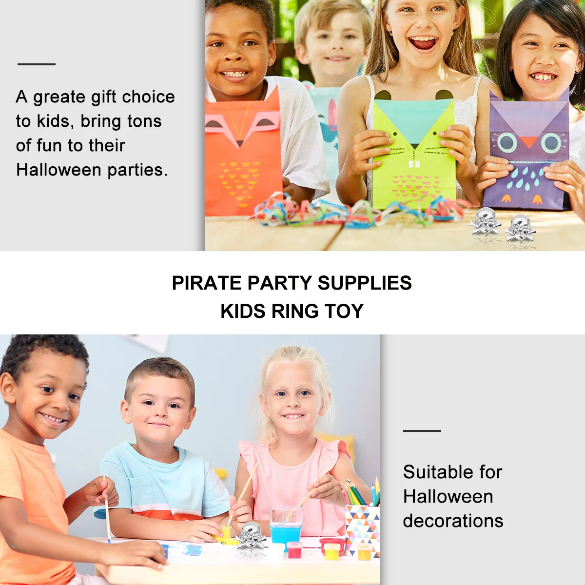 24 шт. детские кольца с пиратским черепом игрушечный костюм паука для вечеринок