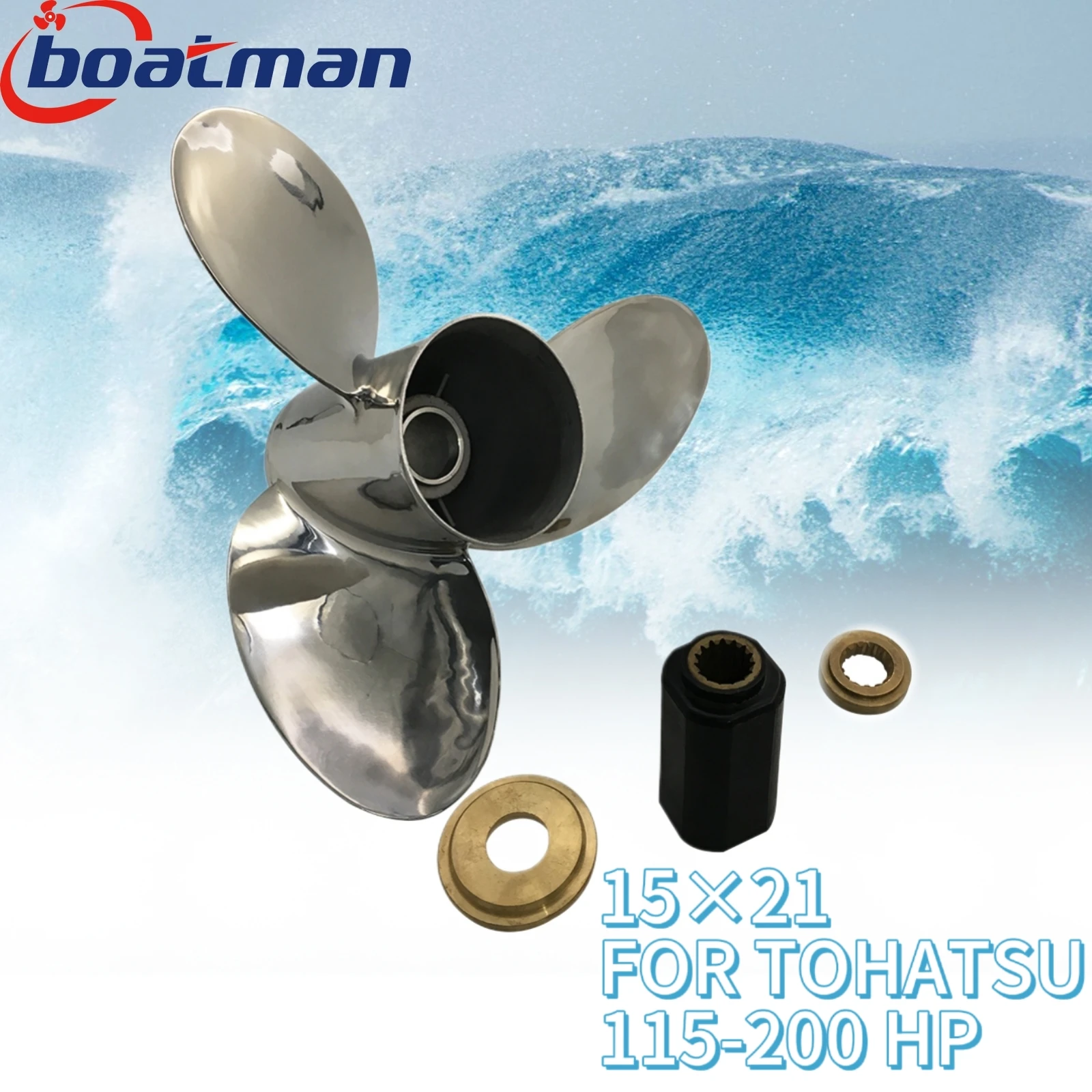 Подвесной пропеллер Boatman 15x21 для двигателя Tohatsu 115 л.с. 150 200 225 250 нержавеющая сталь 15