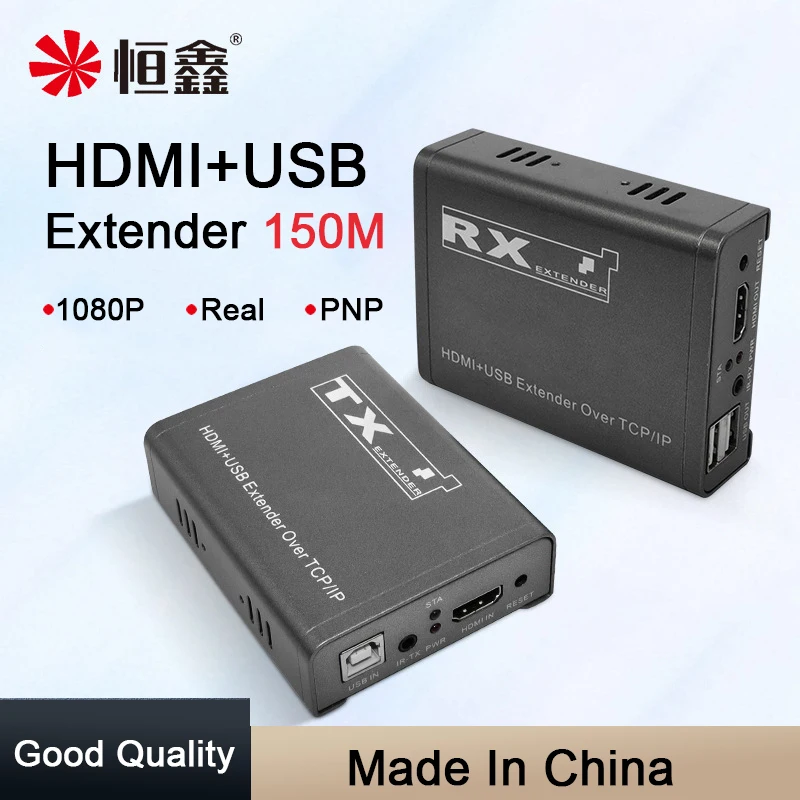 HDMI + USB Extender HD Audio and Video Keyboard Mouse to RJ45 Network Cable Transmitter 150m KVM 1Pair enlarge