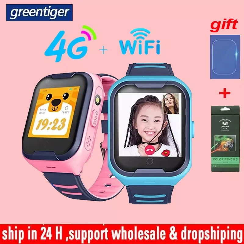 

Greentiger 4G Sim Network A36E Wifi GPS SOS Phone Smart Watch Kids Video call IP67 waterproof Alarm Clock Camera Baby Smartwatch