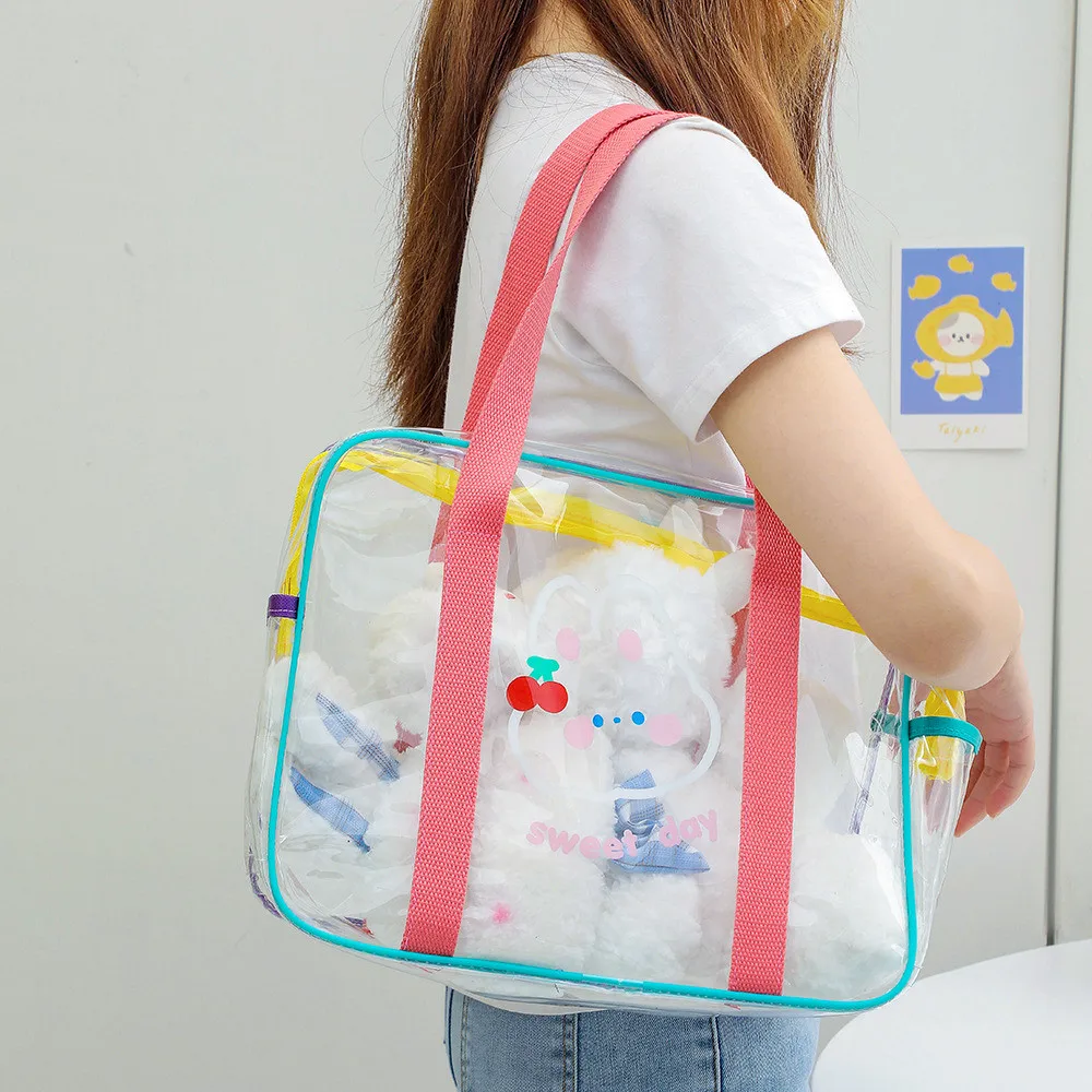 Кавайные прозрачные желейные сумки через плечо с медведем и кроликом для женщин