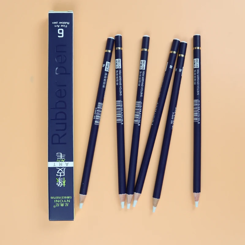 NYONI Rubber Pen Eraser Pencil Pen Tip Rubber Type 6pcs/set High Precision Pencil Eraser For Manga Highlight Art Supplies N2810