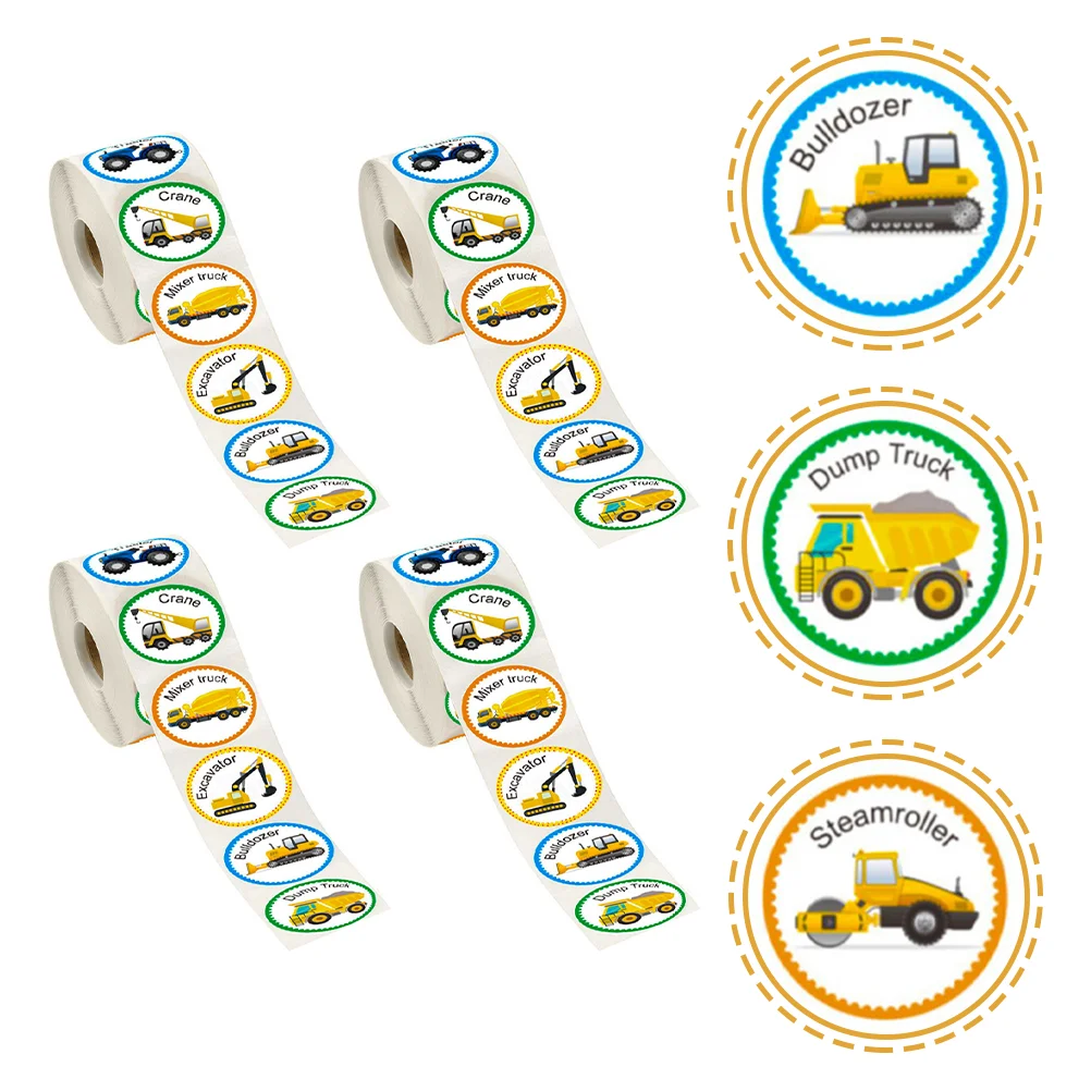 

4 Rolls Kid Reward Stickers Car Pattern Encouragement Stickers Adhesive Stickers