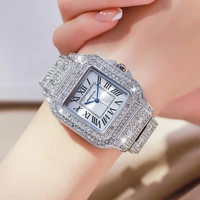 new silver iced out women watch square diamond carter blue hand quartz luxury female wrist watches roman clock relogio masculino