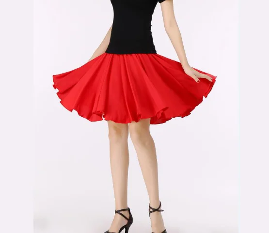 

New Arrival Fashion Women Latin Dance Costume Bright Color Pleated Skirt Stage Performance Clothes