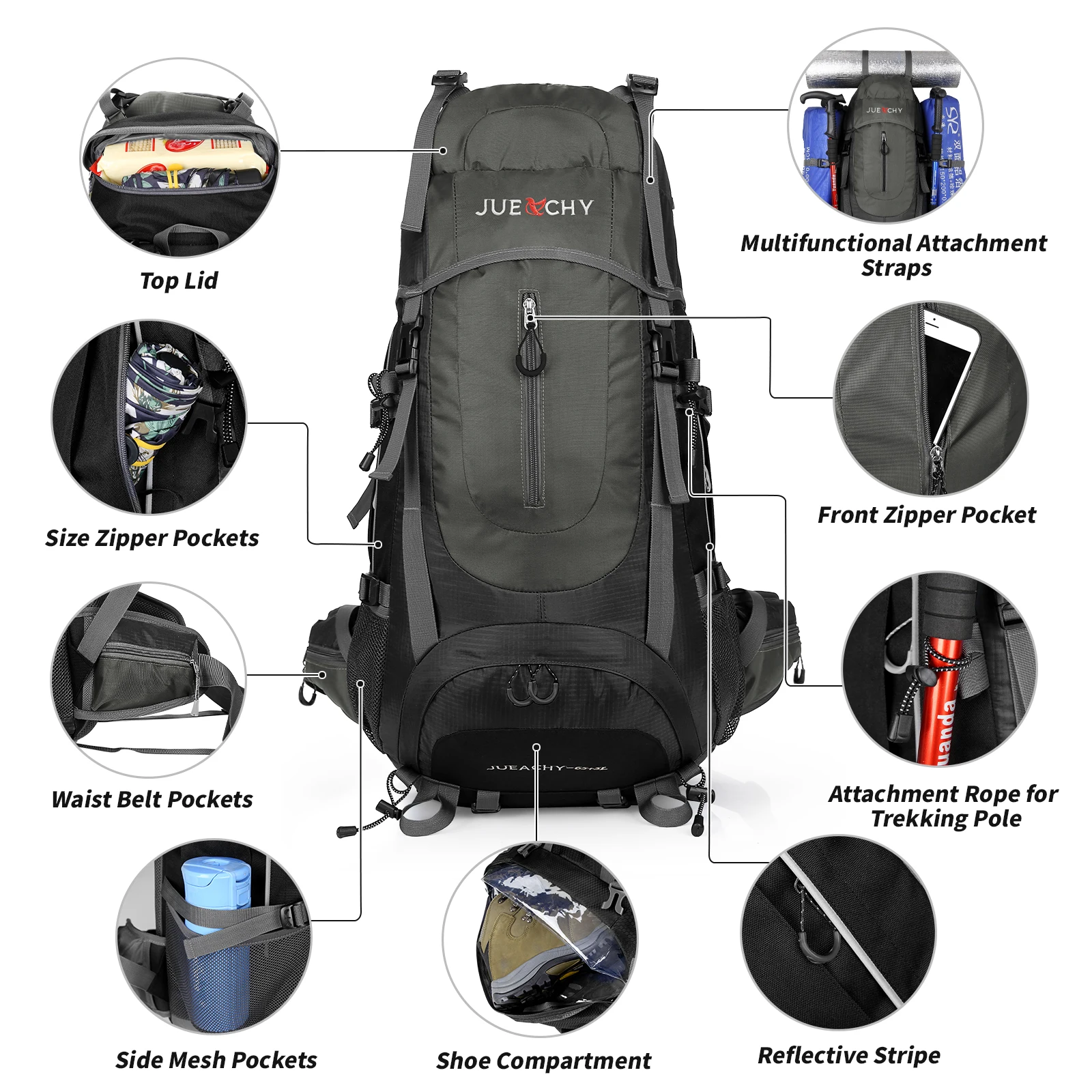 50L Hiking Backpacks Waterproof Trekking Bag Men Outdoor Mountaineering Camping Travel Hiking Bag Large Capacity