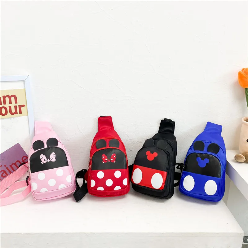 Children's Cartoon Chest Bag Boys and Girls Canvas Messenger Bag New 2021 Japanese Mickey Minnie Mouse Small Shoulder Bag 4-7Y